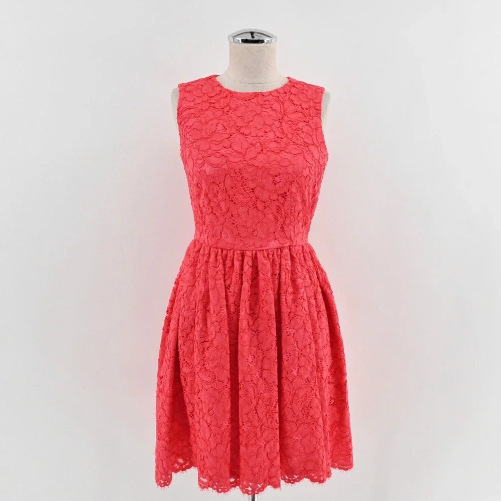 Kate Spade High Low Lace Dress Size 00 Take A‎ Walk On The Wild Side Geranium
